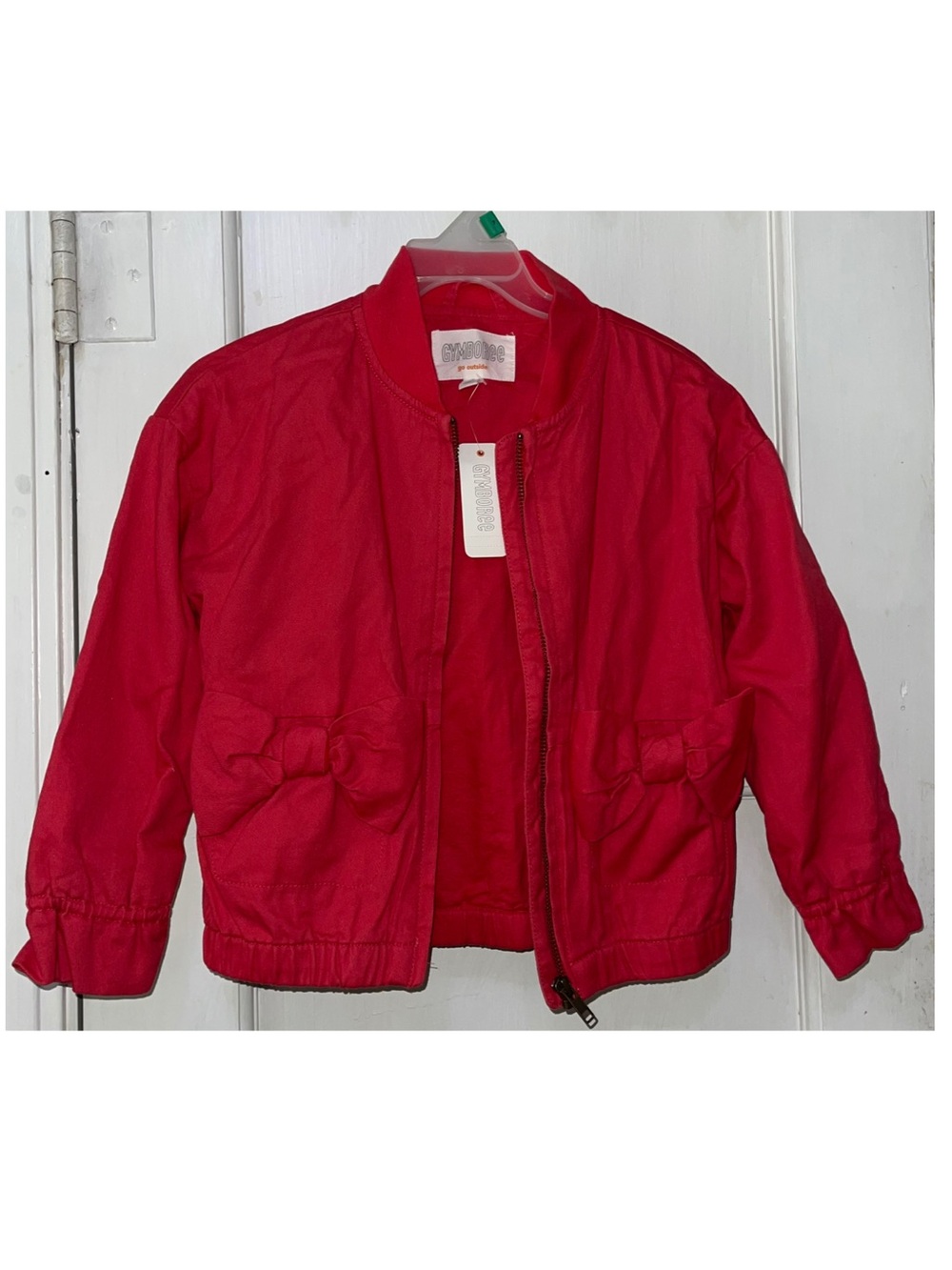 Gymboree Girls' Red Bomber Jacket with Bow Pockets